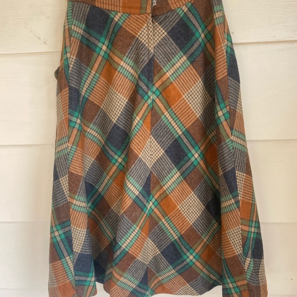 Vintage 60s wool and leather plaid skirt size medium - Picture 3 of 5